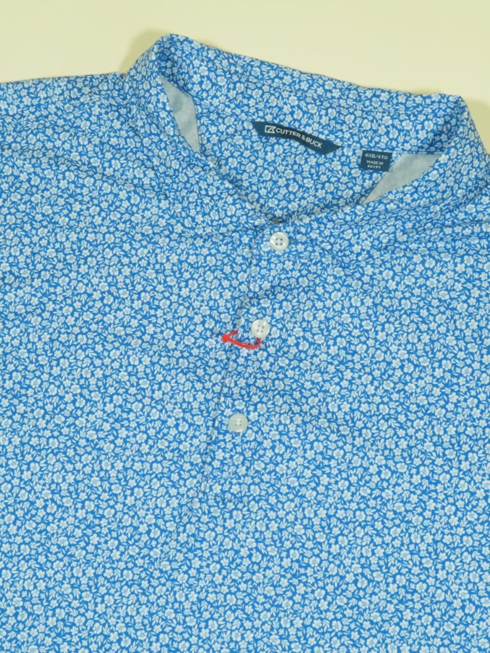 Cutter & Buck Performance Golf Polo Shirt Mens 4XB Blue White Floral Print New